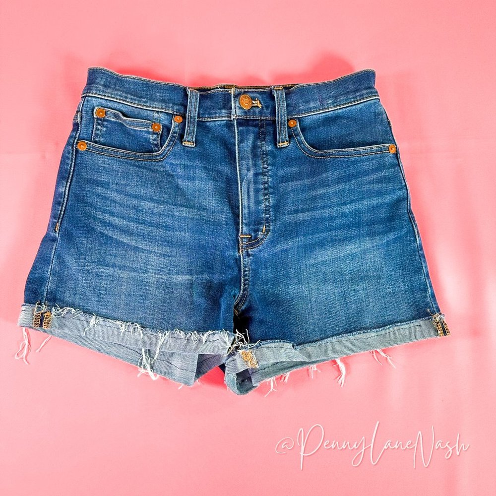 Madewell High Rise Cuffed Denim Cut Off Shorts - Picture 2 of 9